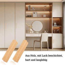 GOIEHIR Wooden Furniture Handles, Pack of 6 Cabinet Handles Wood with Screws, Hole Spacing 128 mm, Wood Handles Furniture Solid for Kitchen Cabinets, Furniture, Drawers, Wood Colour