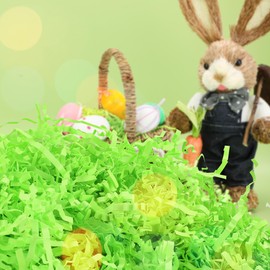 TCAIRG 1/2 LB Easter Grass Basket Filler Recyclable Paper Shred for Easter Basket Filler Creative Eggs Decor Gift Wrap Crinkle & Filler Paper - Lime Green