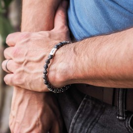 Tribal Steels. by Midhaven Infinity Real Stone Bead Bracelet, Unisex