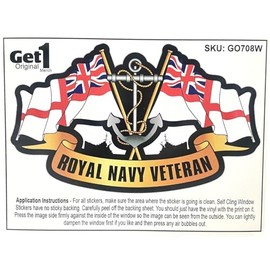 Royal Navy Veteran Car Window Sticker with Two White Ensign