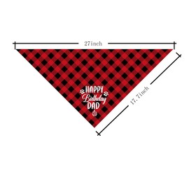 Dog Bandana, Happy Birthday Dad Dog Bandana, Dog Scarf Classical Plaid Printing, Dog Scarf Accessories, Dog Bandana Pet Scarf, Pet Scarf Accessories, Dog Bandana Gift for Dad Birthday Party (K25)