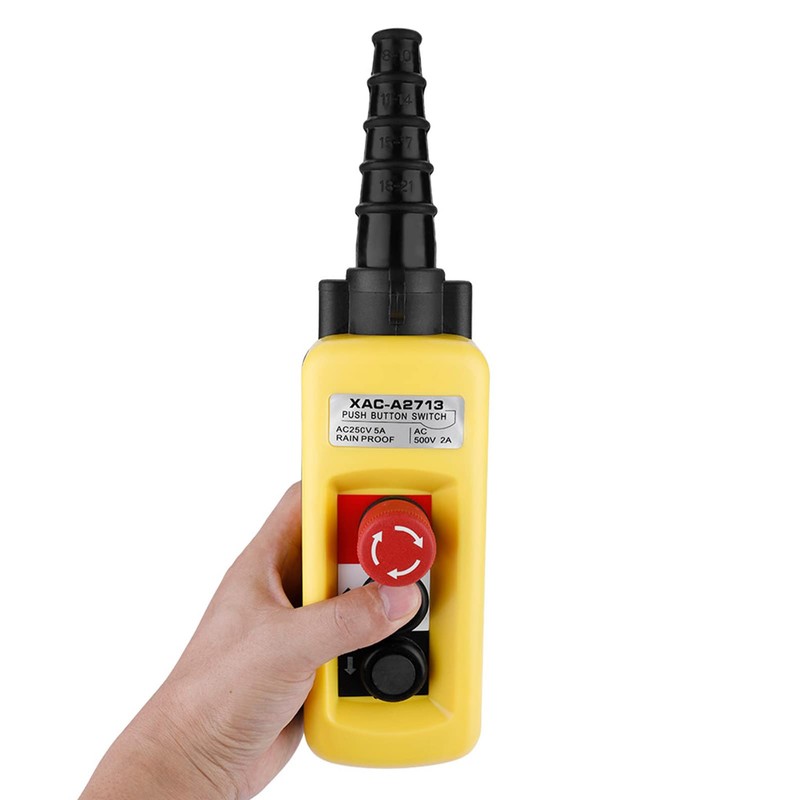 Fafeicy Hoist Button, 2-button Driving Control Switch XAC-A2713 with Emergency