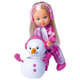 Simba Evi Love Snow 105733646 Toy Doll in Cute Snowsuit with Snowman to Build Yourself, 12 cm, from 3 Years