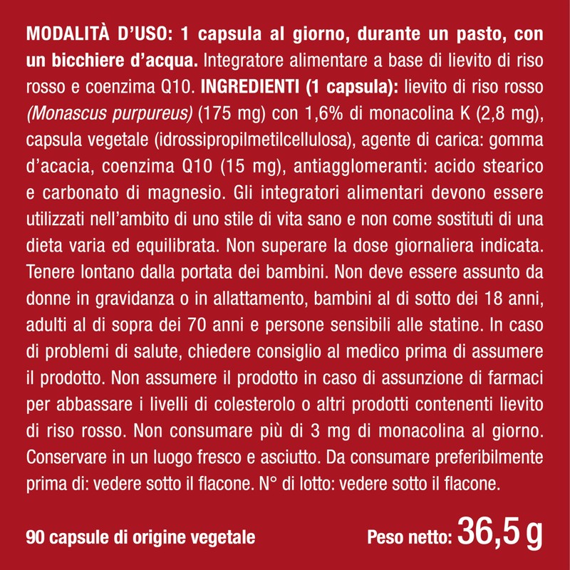 Lievito di Riso Rosso | Ricco di Coenzima Q10 |