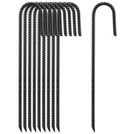 Erdspieße, 30,5 cm J-Haken, Erdanker, Gartenpfahl, Reb-ar Zeltheringe, Erdnägel für Campingzelte, Trampolin, Vordächer, Tiere, Spielset, Schuppen, Autoanschlüsse, Schaukel-Sets, 10 Stück