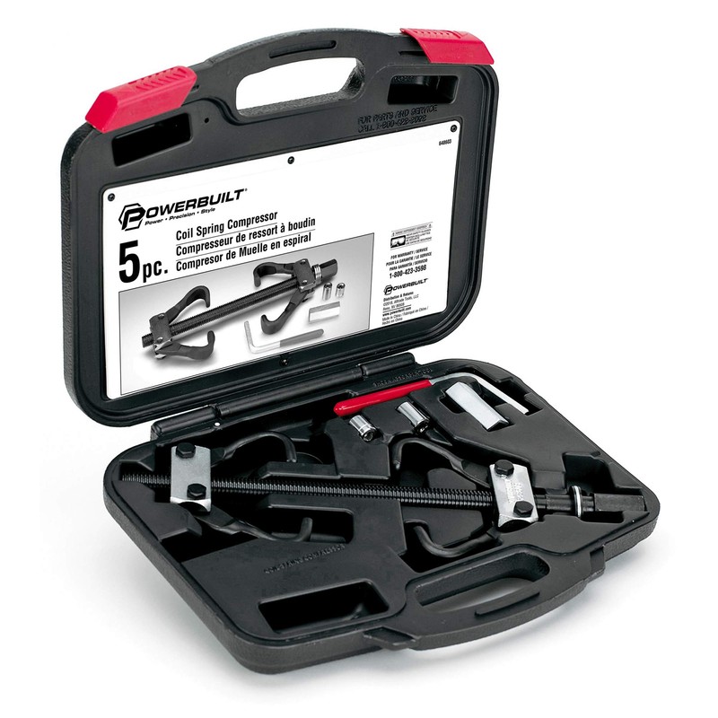 Powerbuilt Coil Spring Compressor Tool Kit, 5 Piece, Straight or