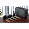 Dltsli Ceramic Sake Set + Bamboo Tray Warmer Pot, Porcelain