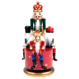Garneck Nutcracker Music Box Wooden Rotating Desktop Christmas Decor for Office Desk Nutcrackers Soldiers Tabletop Ornament Musical Nutcracker Figures Gift Ideal for Xmas Birthday Festive Home Decor
