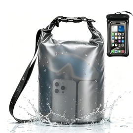 Bolsa Seca Impermeable Deportes Acuáticos con Funda Celular (Negro, 5L)