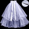 Bridal Veil, Double-layer Veil with pearls, Wedding Veil with Hairclip,