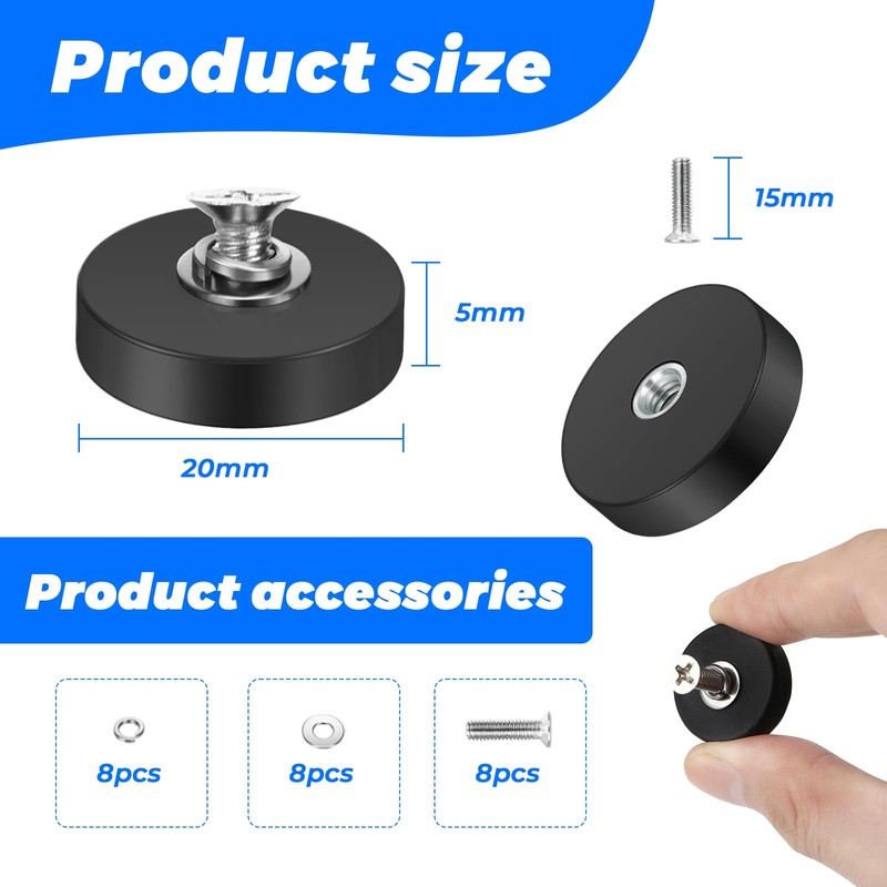 Pavlleen Pack of 8 Rubberised Magnets, Diameter 22 mm, with