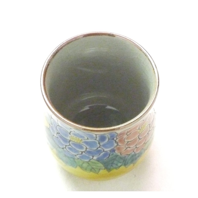Kutani Ware [Drinking Cup] Small Dark Painted Peony [Back Picture]