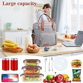 Cooler Bag for Men and Women, Leak-proof and Double Layer Lunch Bag, Portable & Insulated Cooler Bag for Work, School, Camping (16L, Grey)