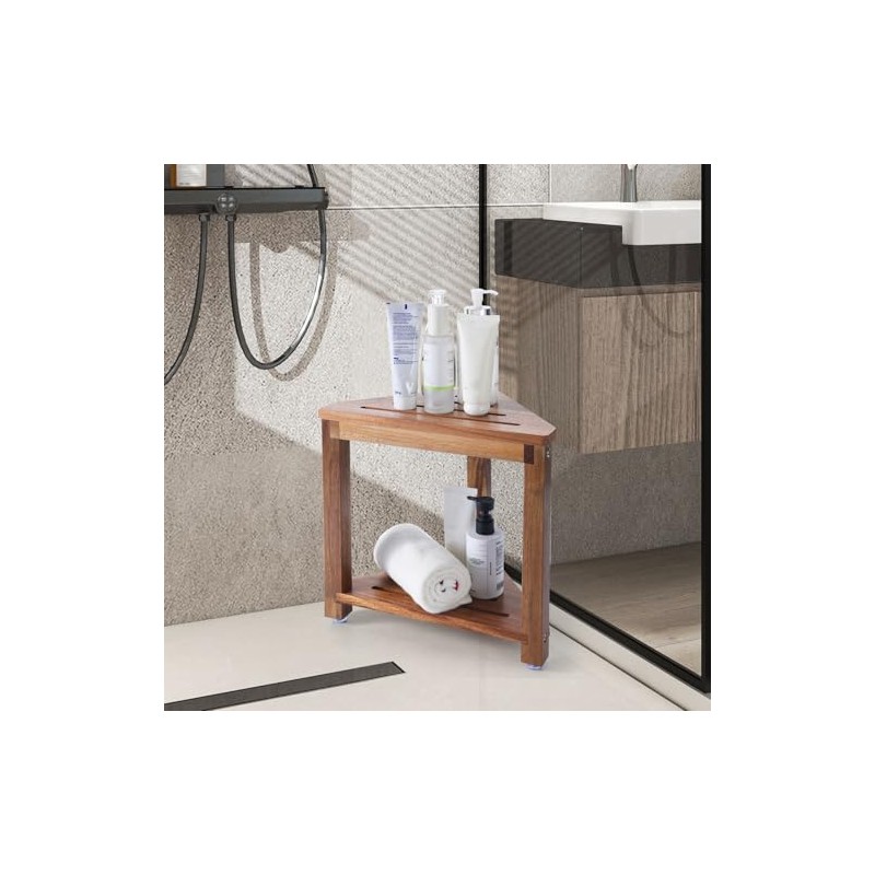 Shower Foot Rest 13.5in, Acacia Wood Shower Stool for Shaving