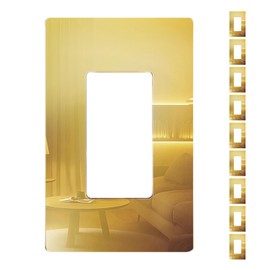 Micmi 1 Gang Decorator Wall Plates, Mirrored Acrylic 4.84" H x 2.95" L, Plexiglass Screwless Electric Light Switch/GFCI Outlet Plate Cover (1 Gang Screwless Reflective Finish Golden 10 Pack)