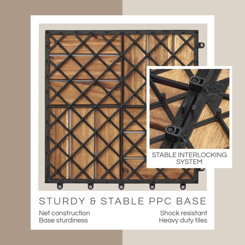 THYOI Premium Deck Tiles, 10 Pcs Patio Flooring - Golden