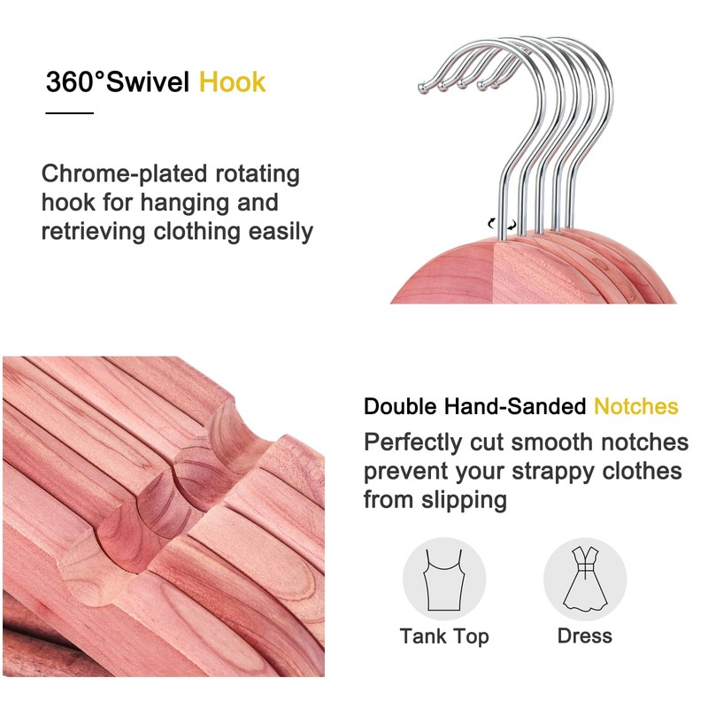 TOPIA HANGER American Red Cedar Wooden Hangers 18 Pack, Clothes