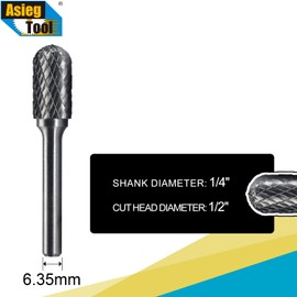 SC-5 Tungsten Carbide Burr Rotary File Cylindrical Shape with Radius End Double Cut with 1/4''Shank for Die Grinder Drill Bit - 5Pcs