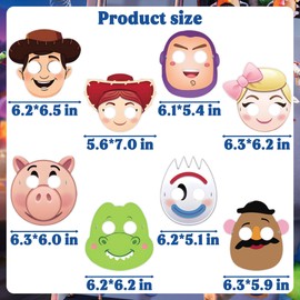 WOOACME 16 Pcs Toy Inspired Story Birthday Decorations, 8 Styles Toy Game Paper Masks Party Supplies, Toy Theme Birthday Party Supplies for Boys Girls Party Decoration