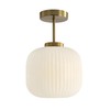 KCO Lighting Milk Glass Ceiling Light Fixture Ribbed Flush Mount