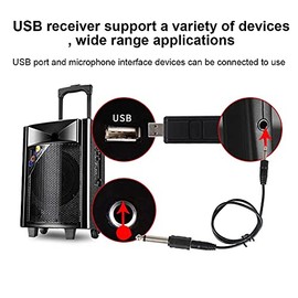 Micrófono de Mano, VHF Micrófono Inalámbrico Universal ABS Plástico Micrófono Negro con Receptor USB para Cantar y Hablar                             