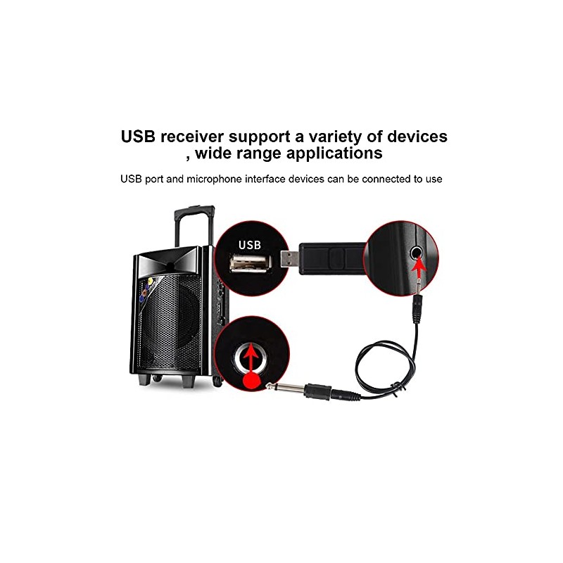 Micrófono de Mano, VHF Micrófono Inalámbrico Universal ABS Plástico Micrófono