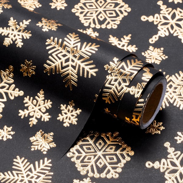 WRAPAHOLIC 3D Kraft Christmas Wrapping Paper Roll - Mini Roll