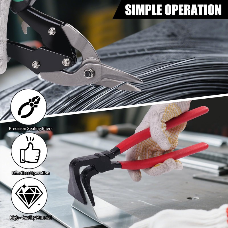 6-in-1 Sheet Metal Tool Set – 3 Hand Seamers &
