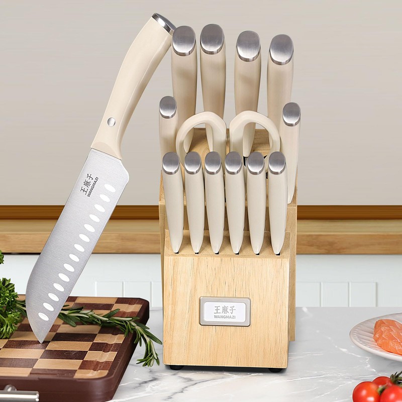 WANGMAZI Professional Kitchen Knife Set, Chef Knife Block Set German