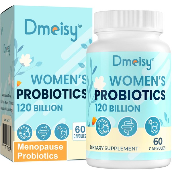 Dmeisy 120 Billion CFU Probiotic - Menopause Support Probiotics for Women, Natural Menopause Probiotic Supplement for Hot Flashes Night Sweats Mood Swings Hormone Balance Gut & Immune Health - 60 Caps