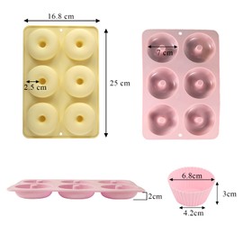 Molde para donas, 2 moldes de silicona para rosquillas, con 12 moldes de silicona para cupcakes, Moldes de silicona antiadherentes reutilizables de grado alimenticio para hornear, sin BPA (amarillo)