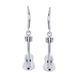 Musician Acoustic Guitar Music Lover Concert Lever Back Dangle Drop Earrings For Women 925 Sterling Silver