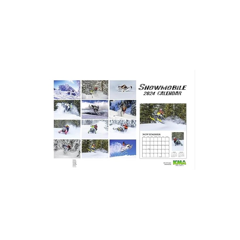 2024 SNOWMOBILE Deluxe Wall Calendar Snowmobiling Action