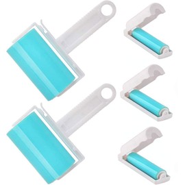 Lint Roller 5 Pack, Reusable Washable Lint Roller Sticky Gel Lint Remover Pet Hair Remover Cleaner for Clothes, Travel Essentials Household Use, Include Large Small Size