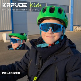 KAPVOE Gafas de sol Polarizadas para Niños Gafas de Ciclismo Juvenil Béisbol Softball Tenis Protección UV400 Montura TR90 para Niños Niñas Deportes Ciclismo 09