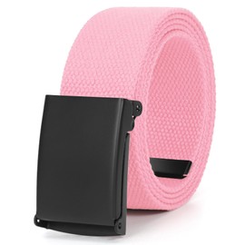 WHIPPY Canvas Web Belt Flip-Top Solid Black Military Buckle Fully Adjustable Mens Webbing Belts Cut To Fit Pink M(black Buckle)