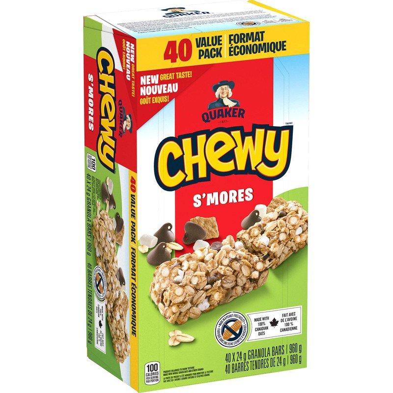 QUAKER CHEWY, S'Mores Granola Bars, 960g/33.9 oz.,(40 Count) {Imported from