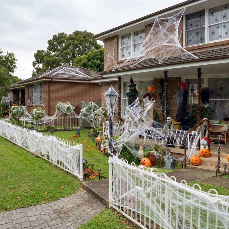 Hzxy Halloween Decorations Spider Web, 200g Halloween Cobwebs + 40