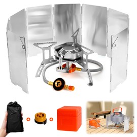 SUPRBIRD Camping Stove 3500 W Small Foldable Camping Gas Stove with Piezo Ignition, Folding Windshields, Adapter Gas Stove, Mini Gas Burner for Outdoor Picnic Trekking Hiking Travel Cushion Neck Roll