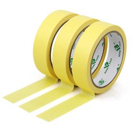 BOMEI PACK Yellow Masking Tape Decorative Writable Yellow Painters Tape for Arts & Crafts,3 Rolls Pack, 24mm x 20m Per Roll