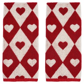 Leisofter Valentines Day Hand Towels for Bathroom(2 Pcs, 13" x 29"),Decorative Towels for Drying, Cleaning, Cooking, Holiday (Diamond Hearts)