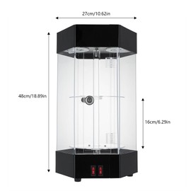 YUYFCC Electric Rotating Display Case Stand Lockable Jewelry Display Case with LED Light Modern Acrylic Collection Storage Display Cabinet Locking Case for Perfumes Earring Jewelry, Clear & Black