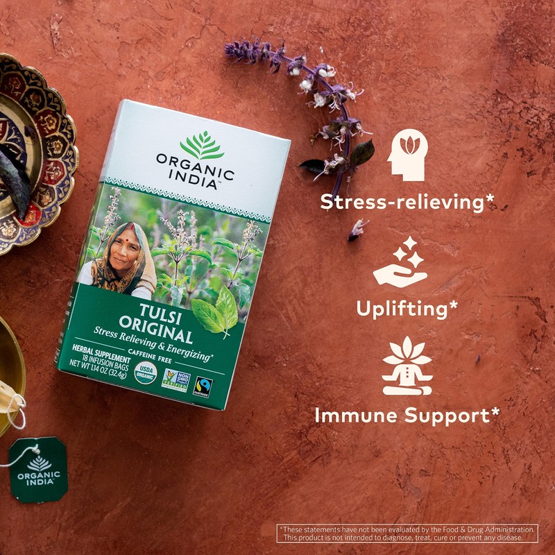 Organic India Tulsi Original Herbal Tea - Holy Basil, Stress