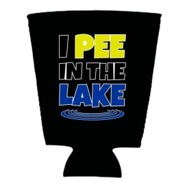Coolie Junction I Pee In The Lake Pint Glass Coolie; Neoprene, Collapsible - 2 Pack, Black
