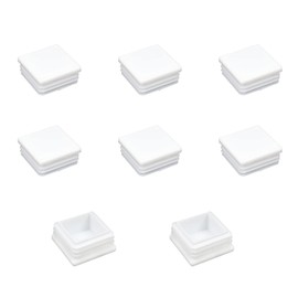 MroMax 8PCS 1.5" x 1.5" (LxW) Plastic Tubing Plug Square Post End Caps for Handrail Stair Newel Guardrail Tube White