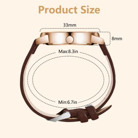 OFFCUP Women's Watch, Women's Analogue Quartz Watch with Leather Strap, Women's Simple Business Classic Wrist Watch, Casual Quartz Watch, Dress Watch, 3 Hands, Brown