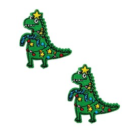 Cute-Patch Christmas Tree Dinosaur Embroidered Peel-and-Stick Iron On Patches