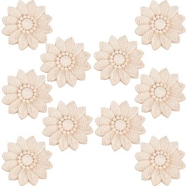 GORGECRAFT Pack of 10 50 mm Wooden Onlays Wooden Appliques Carved Flower Stickers Unpainted Carvings Small Ornament Pieces Corner Edge Applique for Door Cabinet Furniture Home DIY Decorations