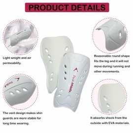 Peak Athletix Soccer Shin Guards for Kids Boys Girls Adults Protective Sports Equipment (White, S/M)
