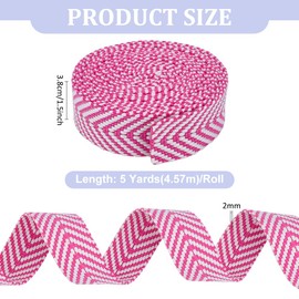 MAYJOYDIY 4.6 m Pink Polyester Cotton Webbing Straps 38 mm Flat Webbing Striped Pattern Polycotton Ribbon Two Tone Heavy Webbing Straps for Crafts Belts Bags Handles Sewing Supplies